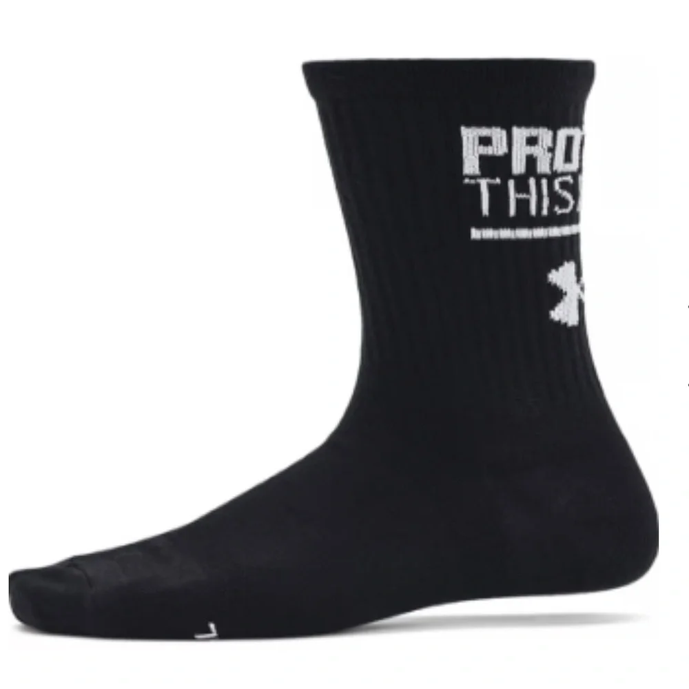 Under Armour Women's Black Essential 3-Pack Mid Crew Socks, Large—NWT